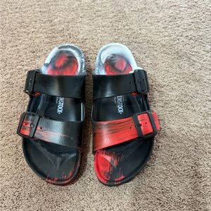 Birkenstock unisex  Black and Red Sandals